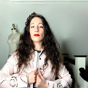 Vintage pale pink leather button up jacket